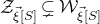 script upper Z Subscript ModifyingAbove xi With right arrow left bracket upper S right bracket Baseline subset of or not equals script upper W Subscript ModifyingAbove xi With right arrow left bracket upper S right bracket