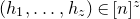 left parenthesis h 1 comma ellipsis comma h Subscript z Baseline right parenthesis element of left bracket n right bracket Superscript z