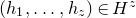 left parenthesis h 1 comma ellipsis comma h Subscript z Baseline right parenthesis element of upper H Superscript z