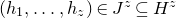 left parenthesis h 1 comma ellipsis comma h Subscript z Baseline right parenthesis element of upper J Superscript z Baseline subset of or equal to upper H Superscript z