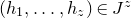 left parenthesis h 1 comma ellipsis comma h Subscript z Baseline right parenthesis element of upper J Superscript z