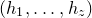 left parenthesis h 1 comma ellipsis comma h Subscript z Baseline right parenthesis