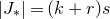 StartAbsoluteValue upper J Subscript asterisk Baseline EndAbsoluteValue equals left parenthesis k plus r right parenthesis s