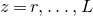 z equals r comma ellipsis comma upper L