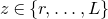 z element of StartSet r comma ellipsis comma upper L EndSet