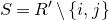 upper S equals upper R prime minus StartSet i comma j EndSet