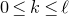 0 less than or equals k less than or equals script l