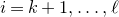 i equals k plus 1 comma ellipsis comma script l