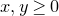 x comma y greater than or equals 0