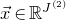 ModifyingAbove x With right arrow element of double struck upper R Superscript upper J Super Superscript left parenthesis 2 right parenthesis