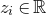 z Subscript i Baseline element of double struck upper R