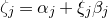 zeta Subscript j Baseline equals alpha Subscript j Baseline plus xi Subscript j Baseline beta Subscript j