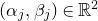 left parenthesis alpha Subscript j Baseline comma beta Subscript j Baseline right parenthesis element of double struck upper R squared