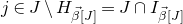 j element of upper J minus upper H Subscript ModifyingAbove beta With right arrow left bracket upper J right bracket Baseline equals upper J intersection upper I Subscript ModifyingAbove beta With right arrow left bracket upper J right bracket