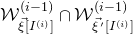 script upper W Subscript ModifyingAbove xi With right arrow left bracket upper I Sub Superscript left parenthesis i right parenthesis Subscript right bracket Superscript left parenthesis i minus 1 right parenthesis Baseline intersection script upper W Subscript ModifyingAbove xi With right arrow prime left bracket upper I Sub Superscript left parenthesis i right parenthesis Subscript right bracket Superscript left parenthesis i minus 1 right parenthesis
