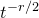 t Superscript negative r divided by 2