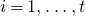 i equals 1 comma ellipsis comma t