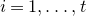 i equals 1 comma ellipsis comma t
