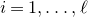 i equals 1 comma ellipsis comma script l