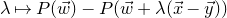 lamda right arrow from bar upper P left parenthesis ModifyingAbove w With right arrow right parenthesis minus upper P left parenthesis ModifyingAbove w With right arrow plus lamda left parenthesis ModifyingAbove x With right arrow minus ModifyingAbove y With right arrow right parenthesis right parenthesis