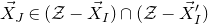 ModifyingAbove upper X With right arrow Subscript upper J Baseline element of left parenthesis script upper Z minus ModifyingAbove upper X With right arrow Subscript upper I Baseline right parenthesis intersection left parenthesis script upper Z minus ModifyingAbove upper X With right arrow prime Subscript upper I right parenthesis