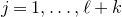 j equals 1 comma ellipsis comma script l plus k