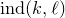 i n d left parenthesis k comma script l right parenthesis