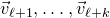 ModifyingAbove v With right arrow Subscript script l plus 1 Baseline comma ellipsis comma ModifyingAbove v With right arrow Subscript script l plus k Baseline