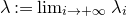 lamda colon equals limit Underscript i right arrow plus normal infinity Endscripts lamda Subscript i