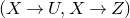 left parenthesis upper X right arrow upper U comma upper X right arrow upper Z right parenthesis