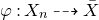 phi colon upper X Subscript n Baseline right dashed arrow upper X overbar