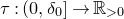 tau colon left parenthesis 0 comma delta 0 right bracket right arrow double struck upper R Subscript greater than 0 Baseline