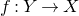 f colon upper Y right arrow upper X