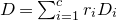 upper D equals sigma summation Underscript i equals 1 Overscript c Endscripts r Subscript i Baseline upper D Subscript i