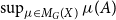 sup Underscript mu element of upper M Subscript upper G Baseline left parenthesis upper X right parenthesis Endscripts mu left parenthesis upper A right parenthesis