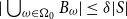 StartAbsoluteValue union Underscript omega element of normal upper Omega 0 Endscripts upper B Subscript omega Baseline EndAbsoluteValue less than or equals delta StartAbsoluteValue upper S EndAbsoluteValue
