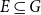 upper E subset of or equal to upper G