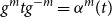 g Superscript m Baseline t g Superscript negative m Baseline equals alpha Superscript m Baseline left parenthesis t right parenthesis