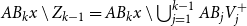 upper A upper B Subscript k Baseline x minus upper Z Subscript k minus 1 Baseline equals upper A upper B Subscript k Baseline x minus union Underscript j equals 1 Overscript k minus 1 Endscripts upper A upper B Subscript j Baseline upper V Subscript j Superscript plus