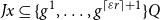 upper J x subset of or equal to StartSet g Superscript 1 Baseline comma ellipsis comma g Superscript left ceiling epsilon r right ceiling plus 1 Baseline EndSet upper Q