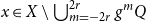 x element of upper X minus union Underscript m equals minus 2 r Overscript 2 r Endscripts g Superscript m Baseline upper Q