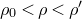 rho 0 less than rho less than rho prime
