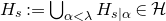 upper H Subscript s Baseline colon equals union Underscript alpha less than lamda Endscripts upper H Subscript s vertical bar alpha element of script upper H