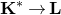 bold upper K Superscript asterisk Baseline right arrow bold upper L