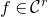 f element of script upper C Superscript r