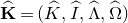 ModifyingAbove bold upper K With caret equals left parenthesis ModifyingAbove upper K With caret comma ModifyingAbove upper I With caret comma ModifyingAbove normal upper Lamda With caret comma ModifyingAbove normal upper Omega With caret right parenthesis