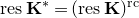 r e s bold upper K Superscript asterisk Baseline equals left parenthesis r e s bold upper K right parenthesis Superscript r c