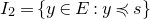 upper I 2 equals StartSet y element of upper E colon y precedes or equal to s EndSet