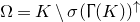 normal upper Omega equals upper K minus sigma left parenthesis normal upper Gamma left parenthesis upper K right parenthesis right parenthesis Superscript up arrow