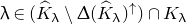 lamda element of left parenthesis ModifyingAbove upper K With caret Subscript lamda Baseline minus normal upper Delta left parenthesis ModifyingAbove upper K With caret Subscript lamda Baseline right parenthesis Superscript up arrow Baseline right parenthesis intersection upper K Subscript lamda